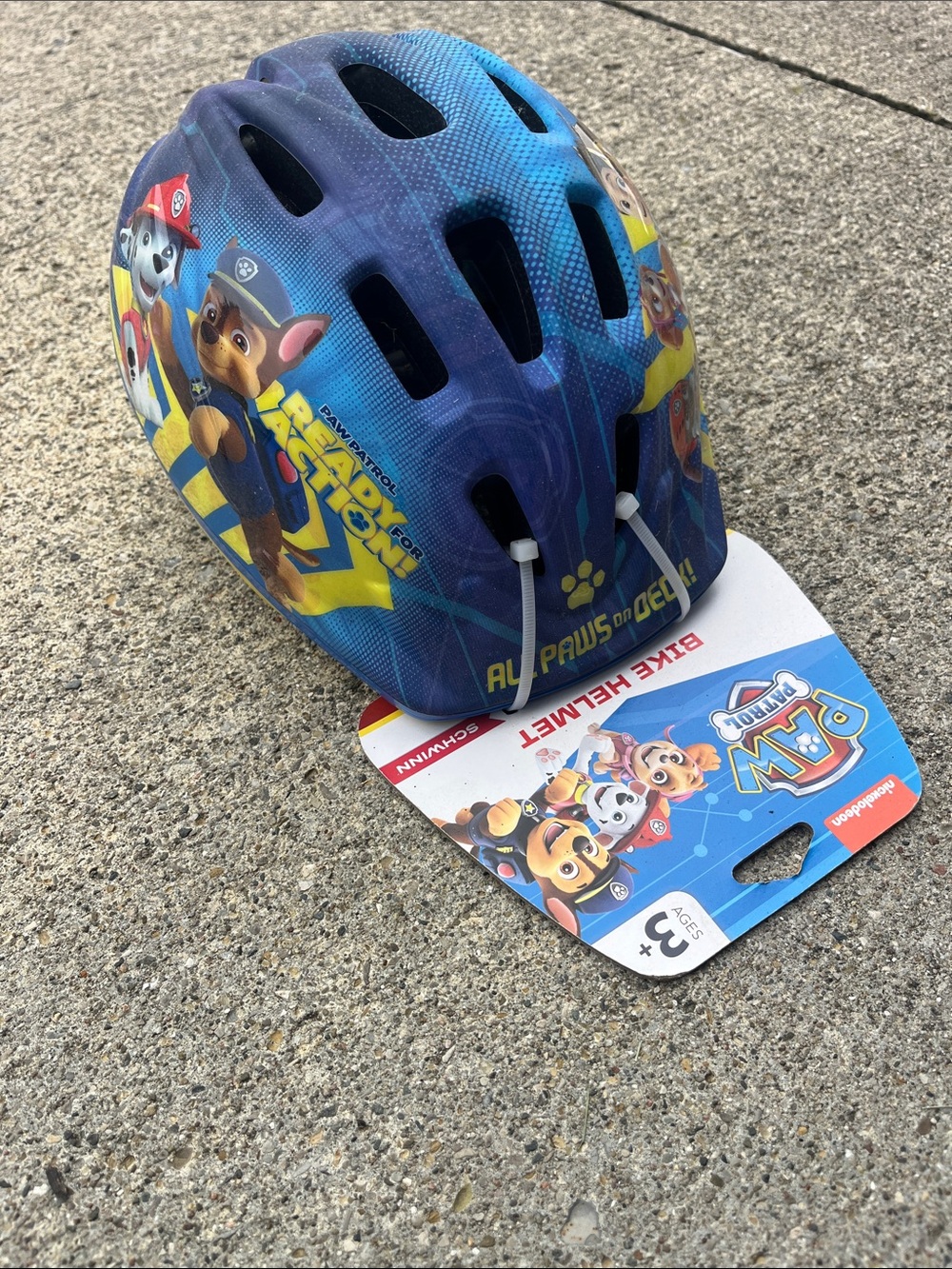 Paw Patrol Blue and Yellow Kids Helmet with Character Graphics